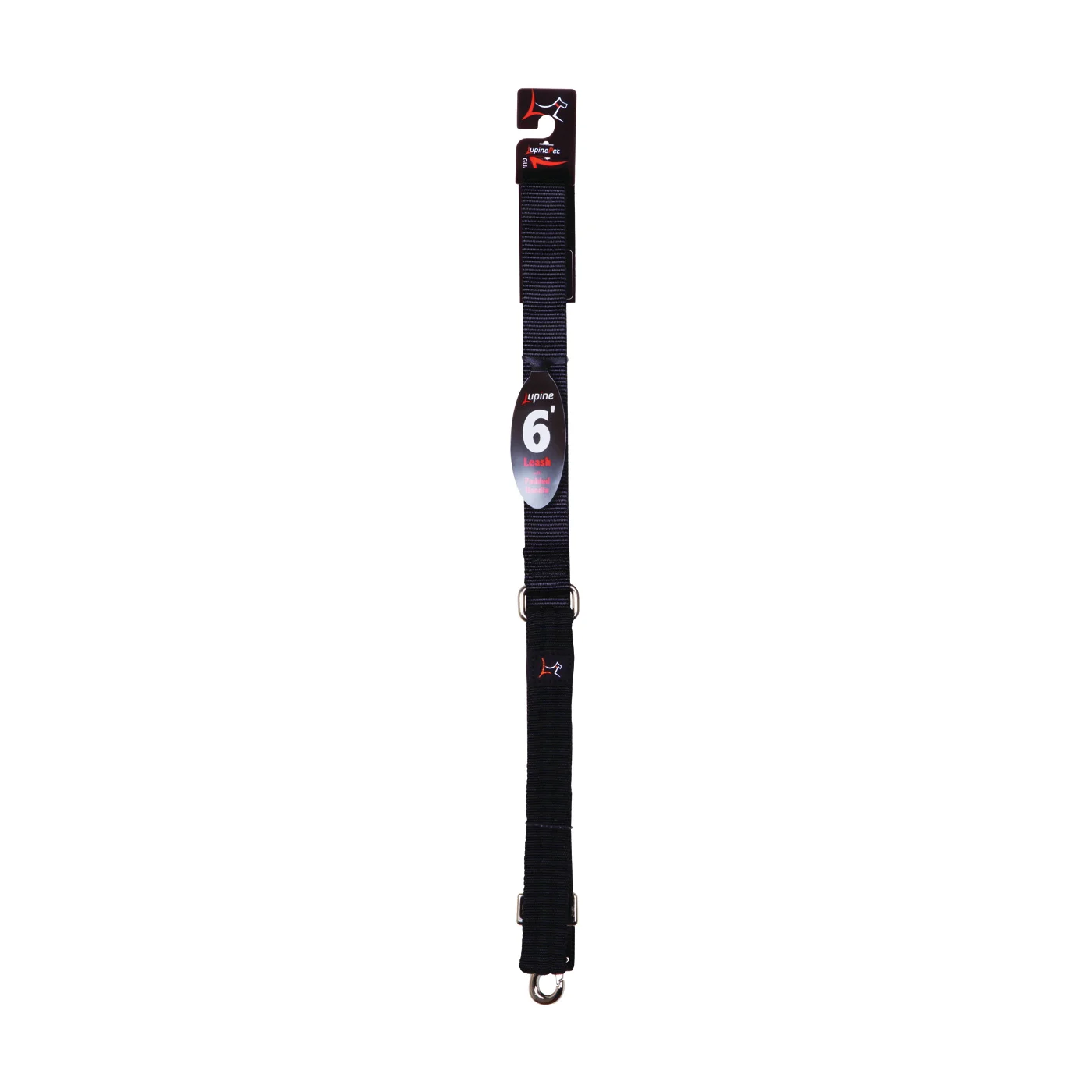 27559 Dog Leash, 6 ft L, 1 in W, M Breed Size, Nylon Line, Black - LupinePet
