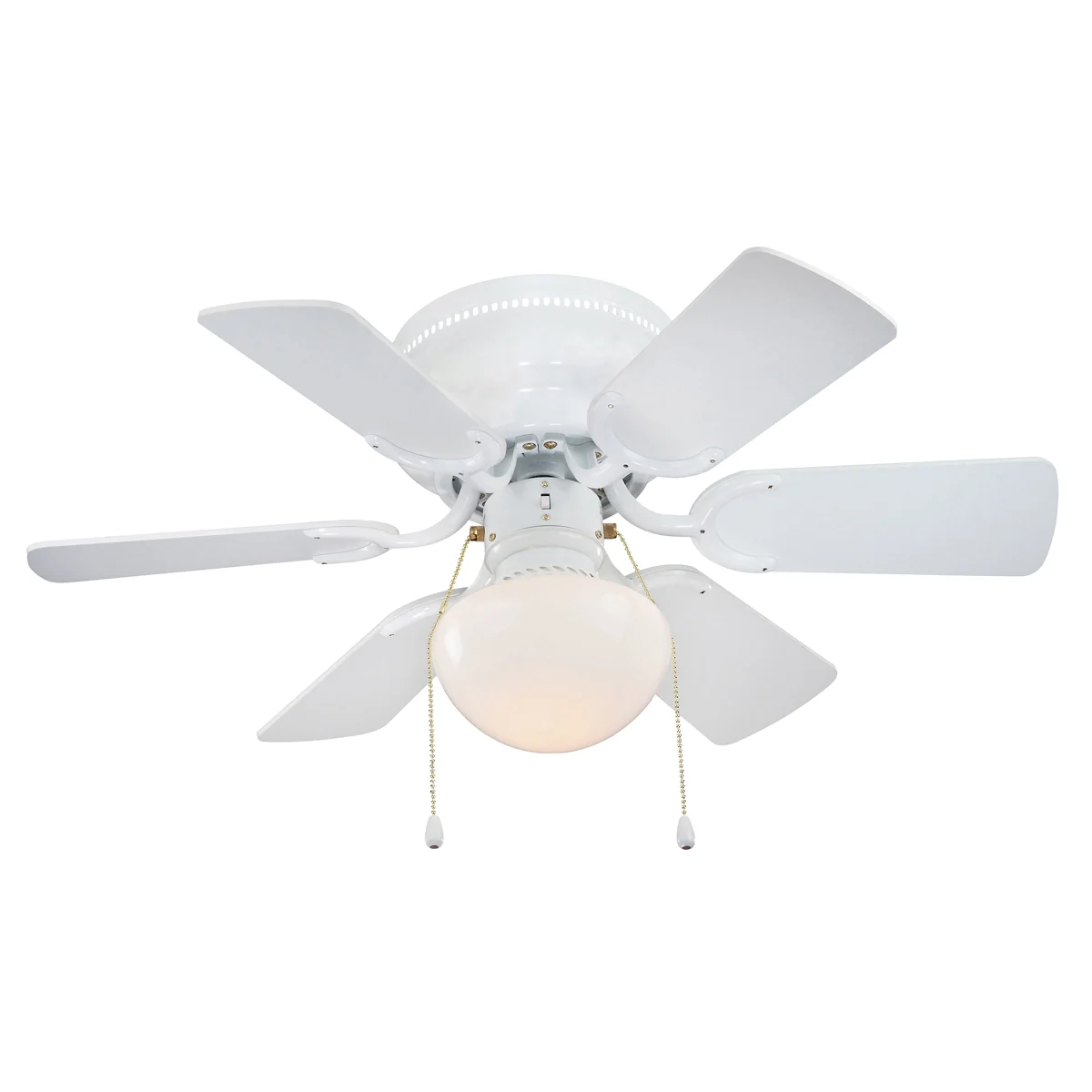 CF-78108 Ceiling Fan, 6-Blade, White Housing, 30 in Sweep, MDF Blade, 3-Speed