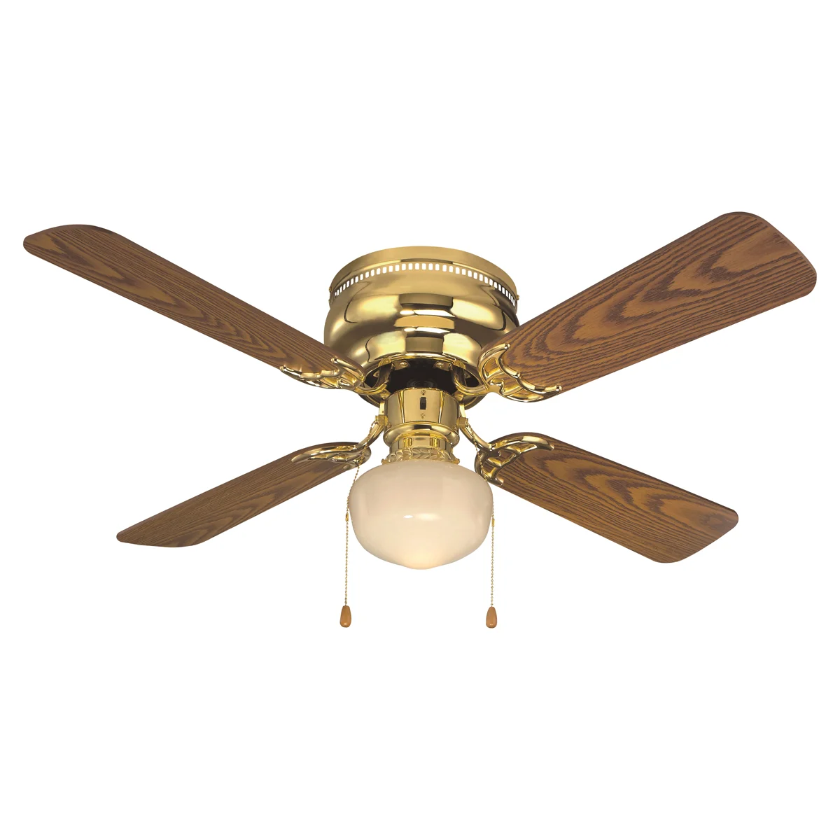 CF-78125 Ceiling Fan, 4-Blade, Polished Brass Housing, 42 in Sweep, MDF Blade, 3-Speed