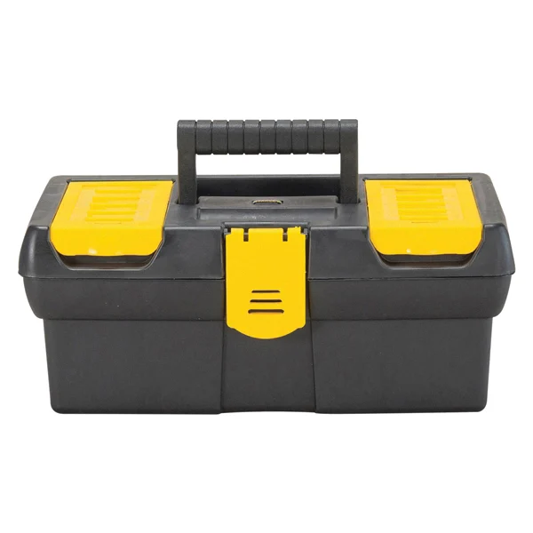 STST13011 Tool Box, 1.1 gal, Plastic, Black/Yellow, 12.5 in L x 7 in W x 1.1 in H Outside, 4-Compartment