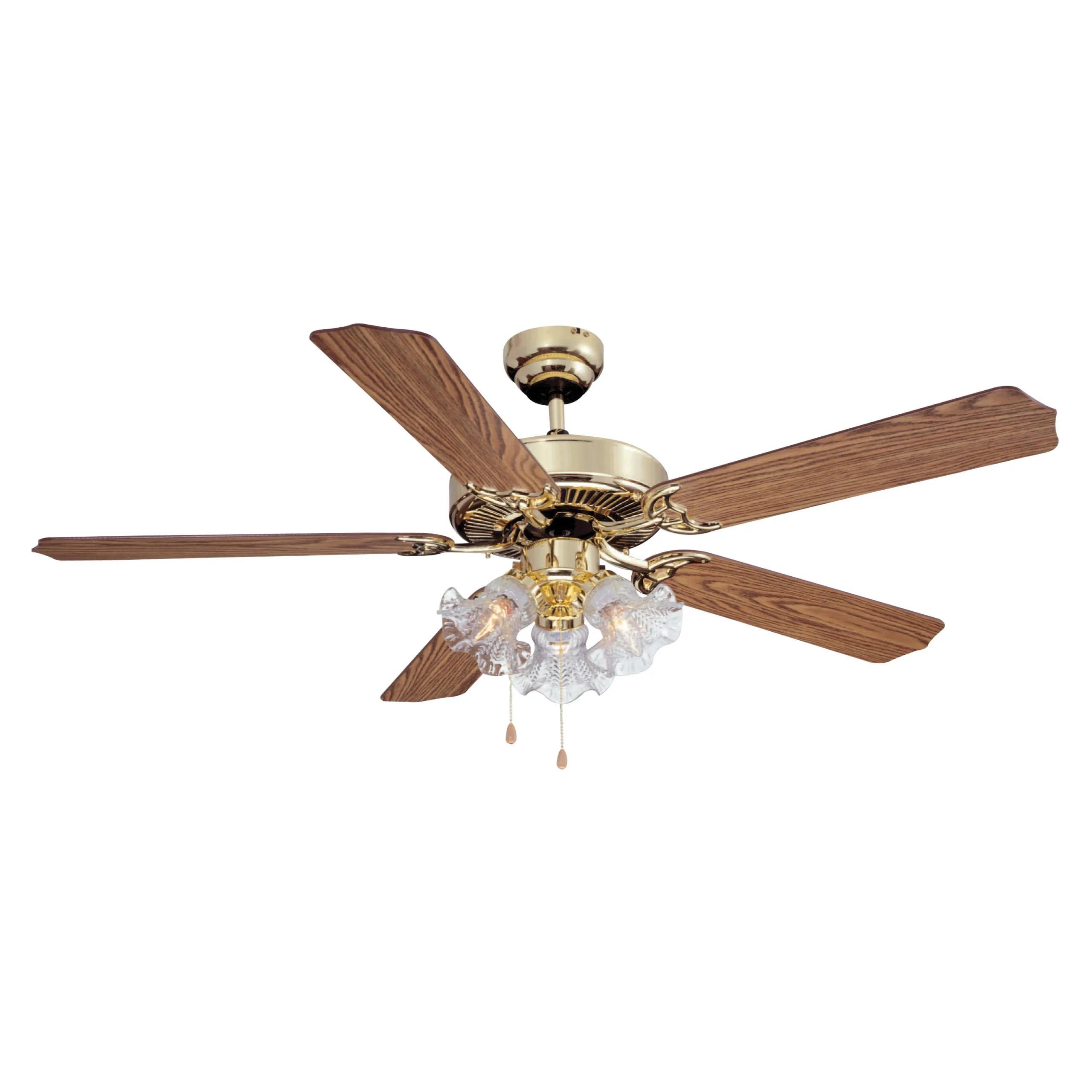 CF-78021L Ceiling Fan Light Kit, 5-Blade, Oak/Walnut Blade, 52 in Sweep, 3-Speed, With Lights: Yes