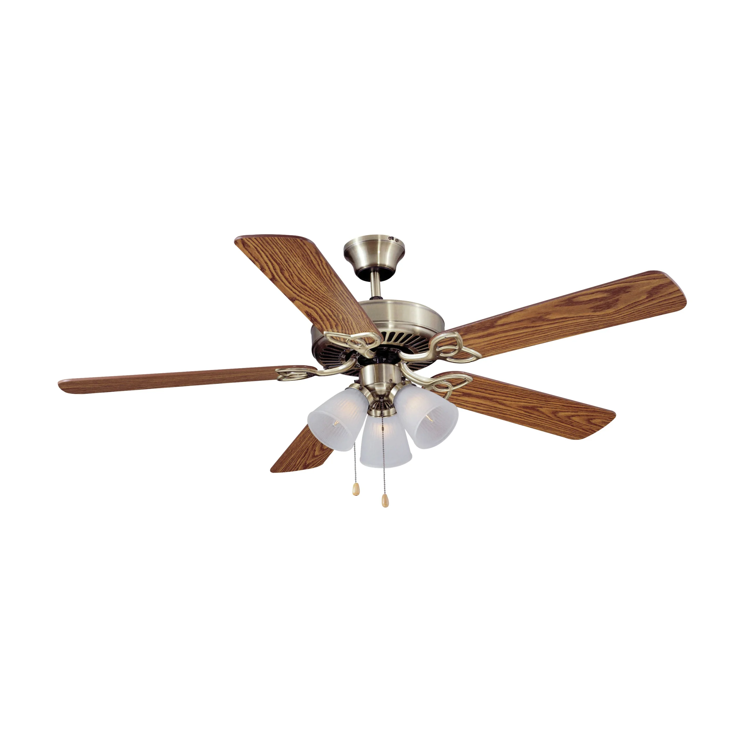 CF-78042 Ceiling Fan, 5-Blade, Oak/Walnut Blade, 52 in Sweep, 3-Speed, With Lights: Yes