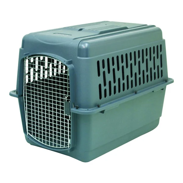 Pet Porter 21182 Pet Carrier, 32 in W, 22-1/2 in D, 24 in H, Plastic, Black/Dark Gray, Chrome