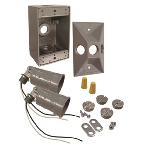 5818-5 Flood Light Kit, 75 to 150 W, Incandescent Lamp, Aluminum Fixture, Gray