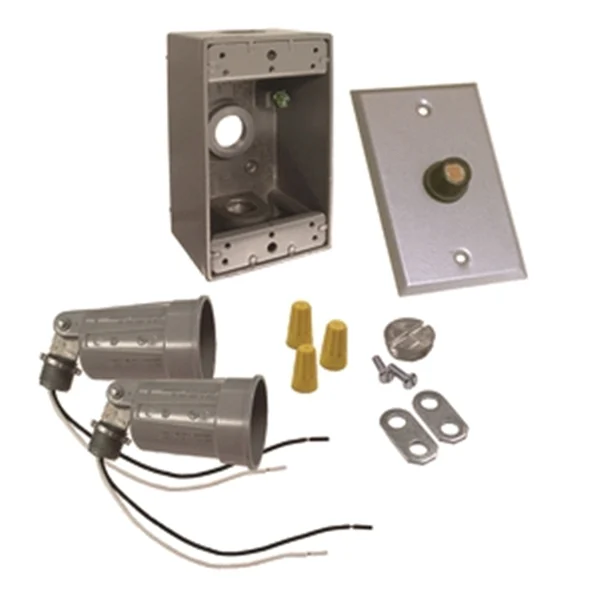 5883-5 Flood Light Kit, 75 to 150 W, Incandescent Lamp, Aluminum Fixture, Gray