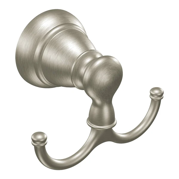 Banbury Series Y2603BN Robe Hook, 35 lb, 2-Hook, Zinc, Brushed Nickel, Silver, Wall Mounting