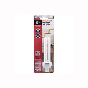 20942 Double Tube Compact Fluorescent Bulb, 13 W, T4 Lamp, G24Q-3 Lamp Base, 900 Lumens, 2700 K Color Temp