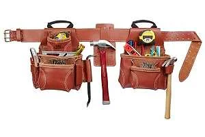 Tool Works Signature Series 21448 Tool Belt, 29 to 46 in Waist, Leather, Tan, 15-Pocket