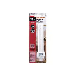 20941 Double Tube Compact Fluorescent Bulb, 26 W, T4 Lamp, G24Q-3 Lamp Base, 1710 Lumens, 2700 K Color Temp