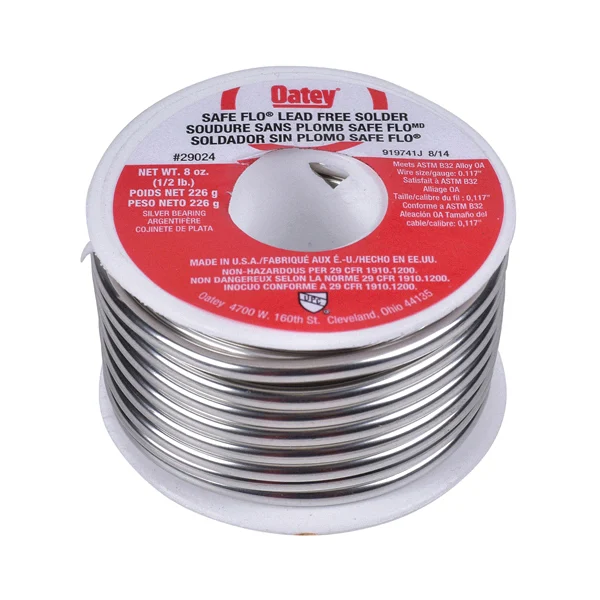 Safe-Flo 29024 Wire Solder, 1/2 lb, Solid, Silver, 415 to 455 deg F Melting Point