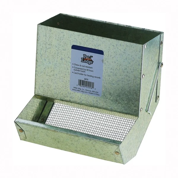 AF7S Series Small Animal Feeder with Sifter Bottom, Steel, Galvanized, Wire Hook Mounting, 7-1/8 in W