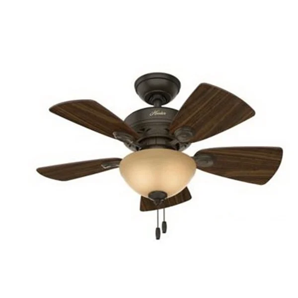 Watson Series 52090 Ceiling Fan, 5-Blade, Walnut Blade, 34 in Sweep, MDF Blade, 3-Speed, With Lights: Yes