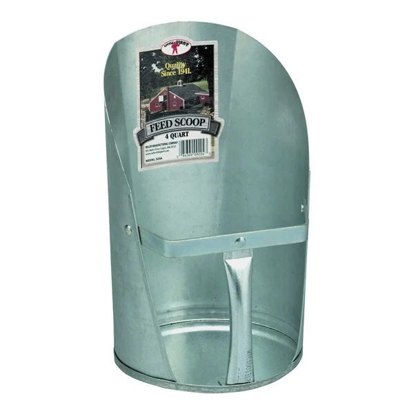 9204 Feed Scoop, 4 qt Capacity, Steel, Galvanized, 6-3/4 in L