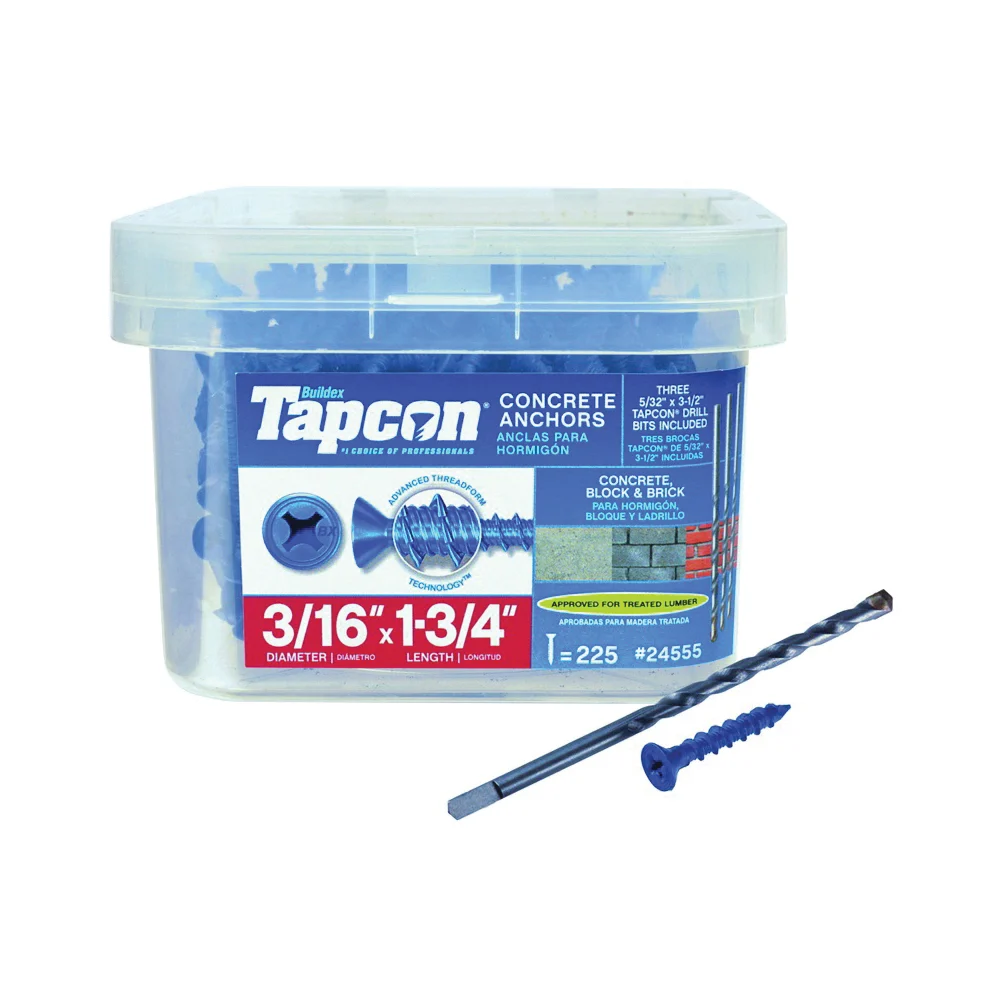 24555 Screw Anchor, 1-3/4 in L, Phillips Drive, Steel, Climaseal