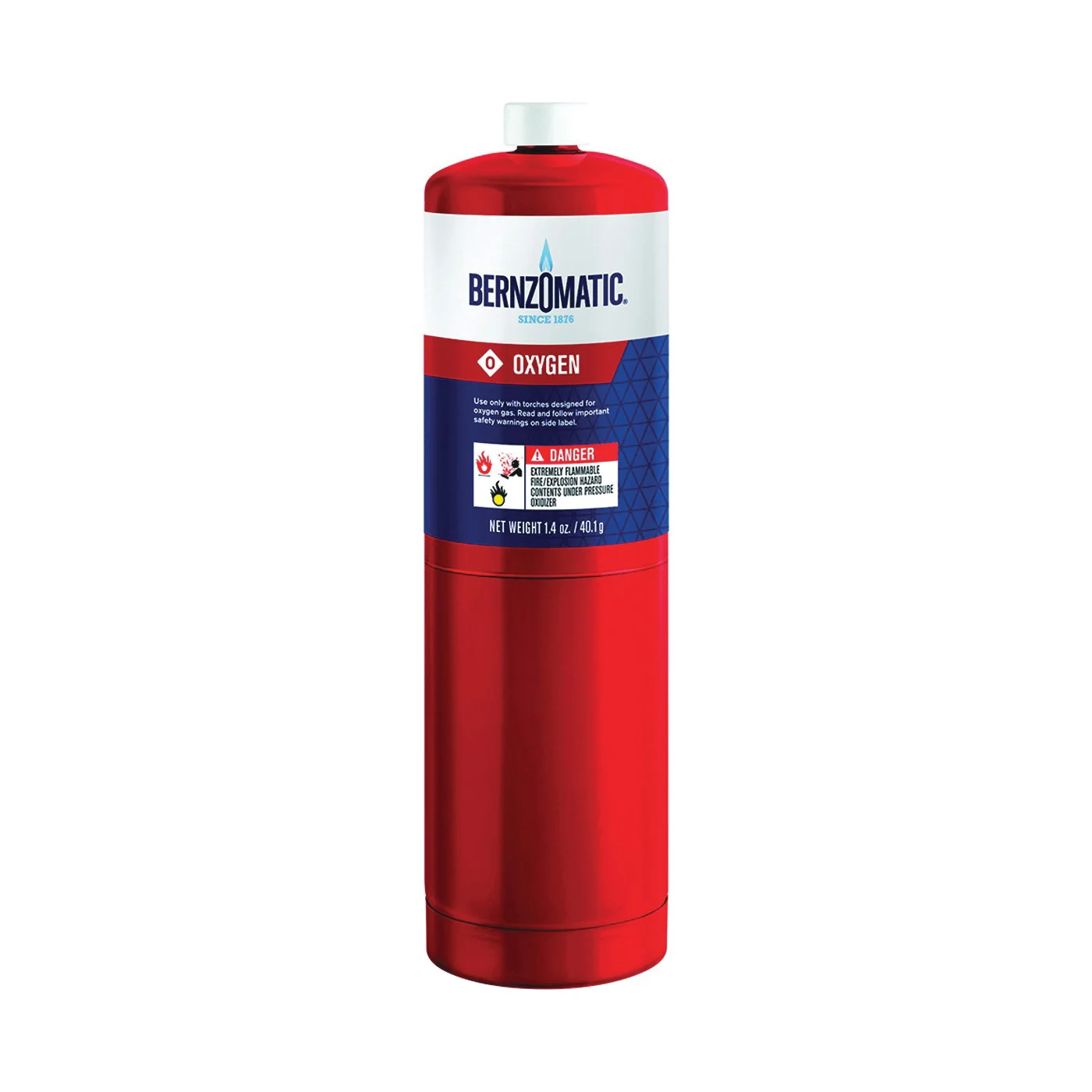 333251 Series Torch Cylinder, Liquid Form, Red, Oxygen, 1.4 oz - BernzOmatic