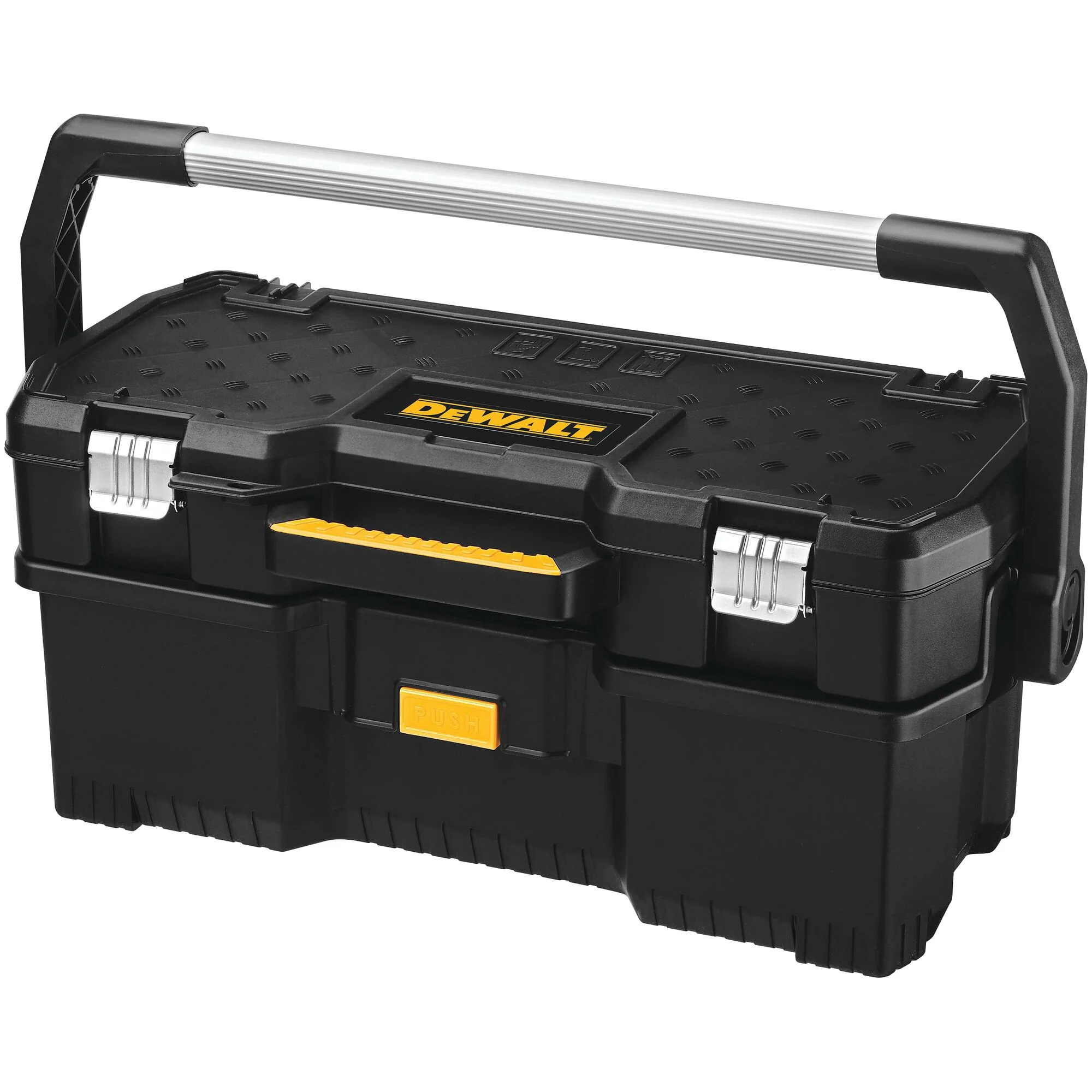 DWST24070 Tool Tote with Power Tool Case, 77 lb, Resin, Black, 24 in L x 26-3/8 in W x 11-3/16 in H Outside