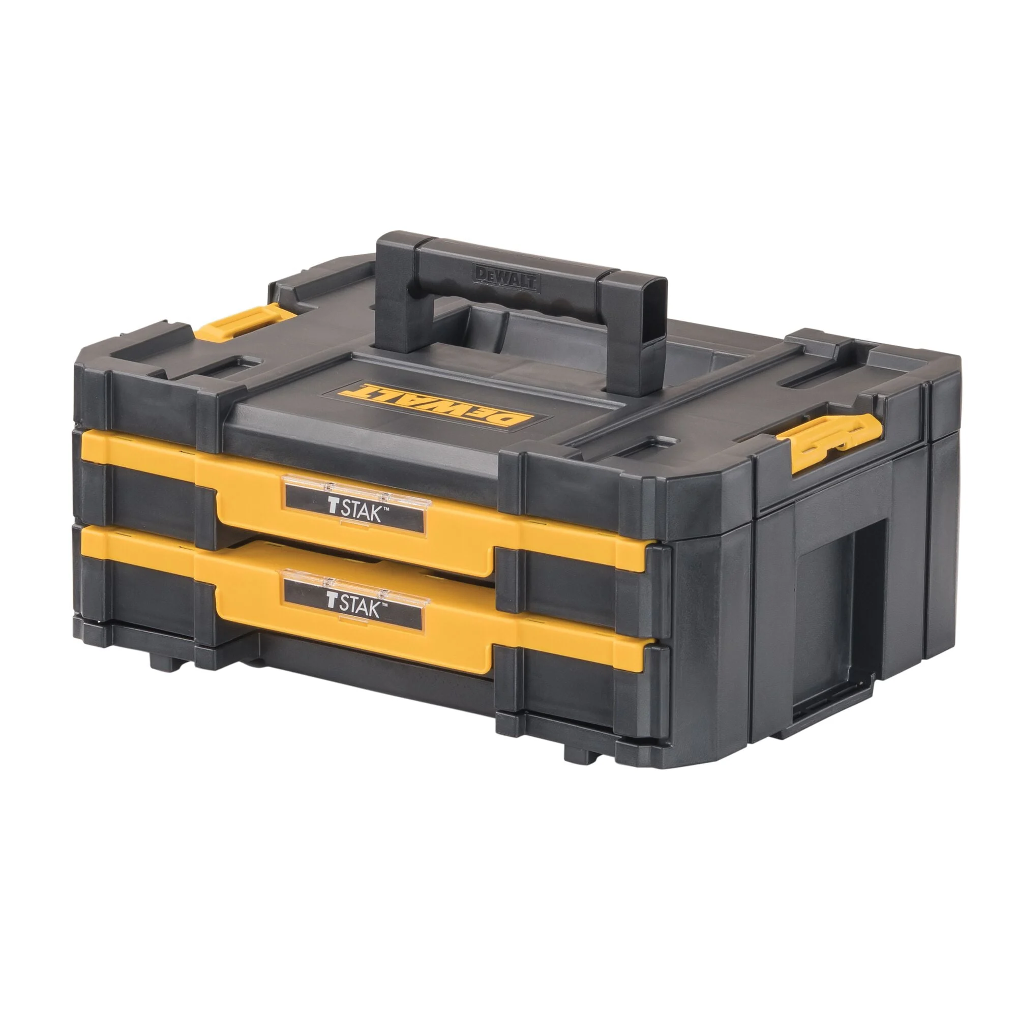 TSTAK IV Series DWST17804 Double Shallow Drawer, 16.5 lb, Plastic, Black/Gold/Yellow, 2-Drawer, 2-Compartment