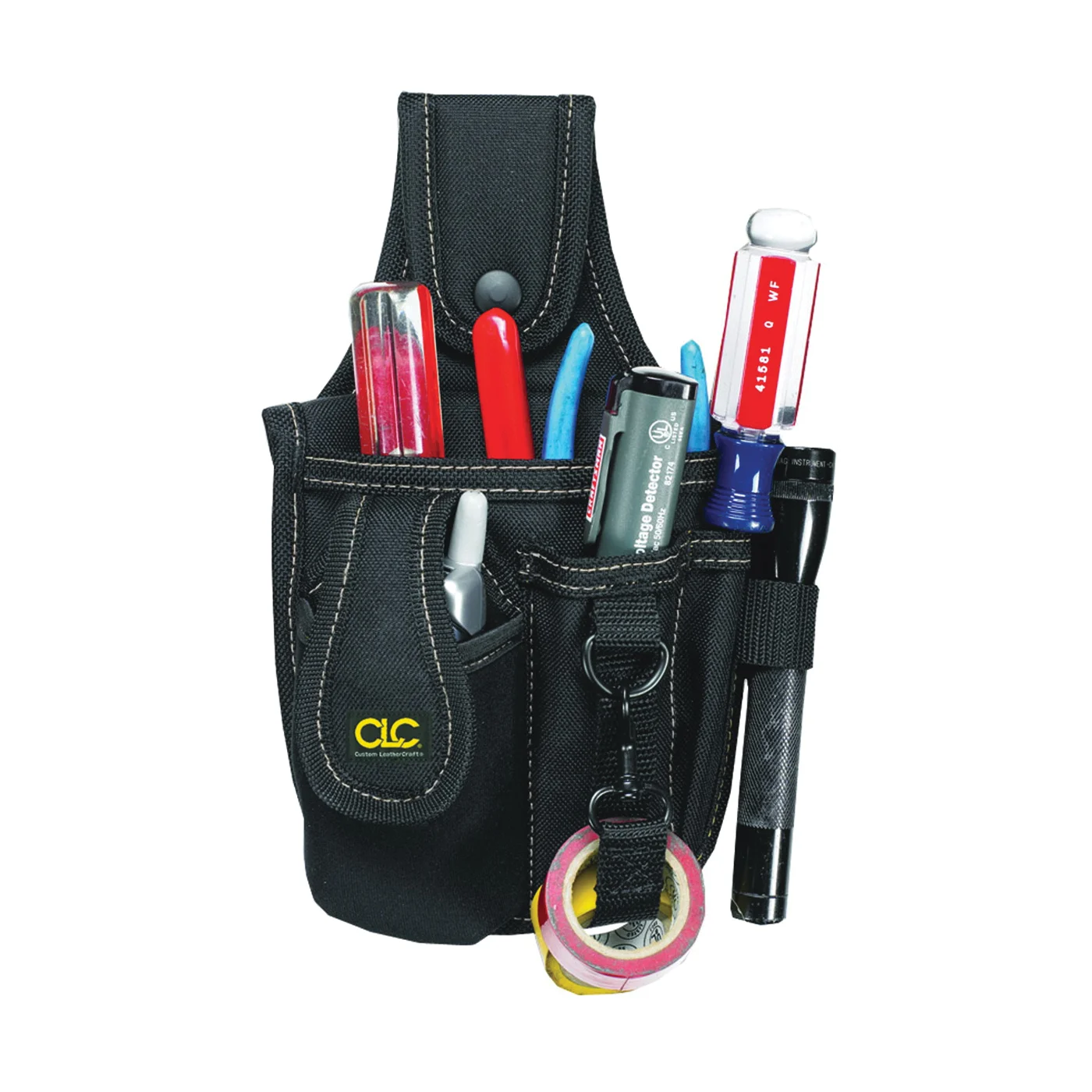 Tool Works Series 1501 Tool and Cell Phone Holder, 4-Pocket, Polyester, Black, 6 in W, 9-3/4 in H, 2 in D