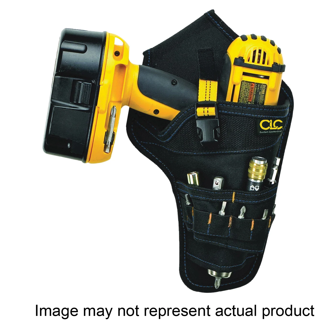 Tool Works Series 5023 Drill Holster, Polyester, Black, 1.8 in W, 12-1/2 in H