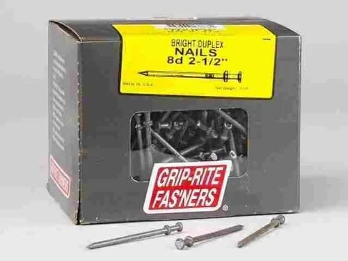8DUP5 Duplex Nail, 8D, 2-1/4 in L, Steel, Bright, Double Head, Smooth Shank, Silver, 5 lb