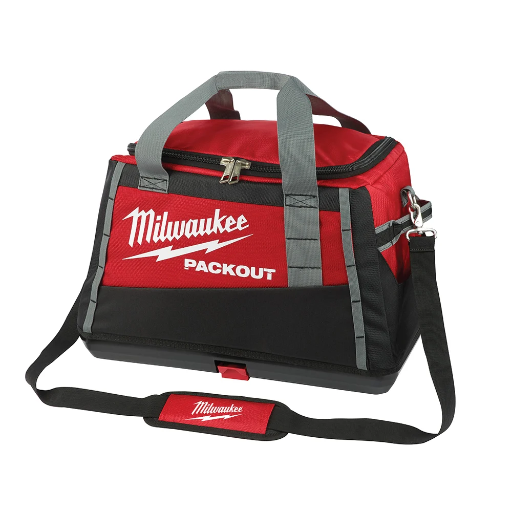 PACKOUT 48-22-8322 Tool Bag, 12.2 in W, 20 in D, 13.8 in H, 8-Pocket, Polyester, Black/Red
