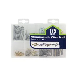 591533 Wire Nail Kit, Assortment, Aluminum, 175 PK - Hillman