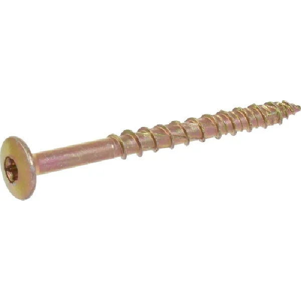 116959 Screw, #8 Thread, 2 in L, High-Low, Serrated Thread, Wafer Head, Star Drive, 3-Sided Pyramid Point