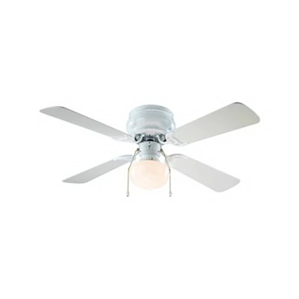 42-742T-SH-EN-WH Hugger Ceiling Fan, 4-Blade, Bleached Oak/White Blade, 42 in Sweep, 3-Speed