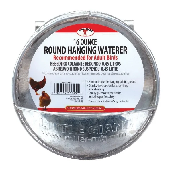 167451 Poultry Waterer, 1 pt Capacity, Galvanized Steel, Hanging Mounting - Little Giant