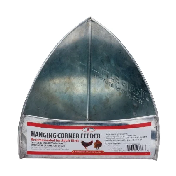167543 Hanging Corner Poultry Feeder, Rolled Edge, Steel, Galvanized - Little Giant