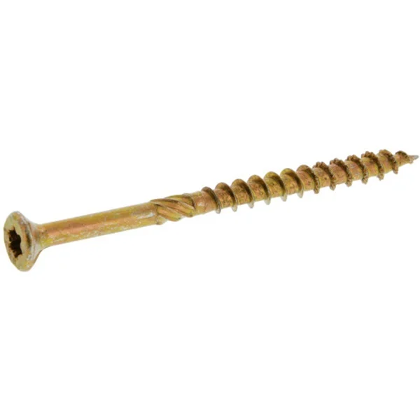 48587 Screw, Gold, #8 Thread, 1-1/2 in L, Flat Head, Star Drive, 1015/PK, Steel, Zinc