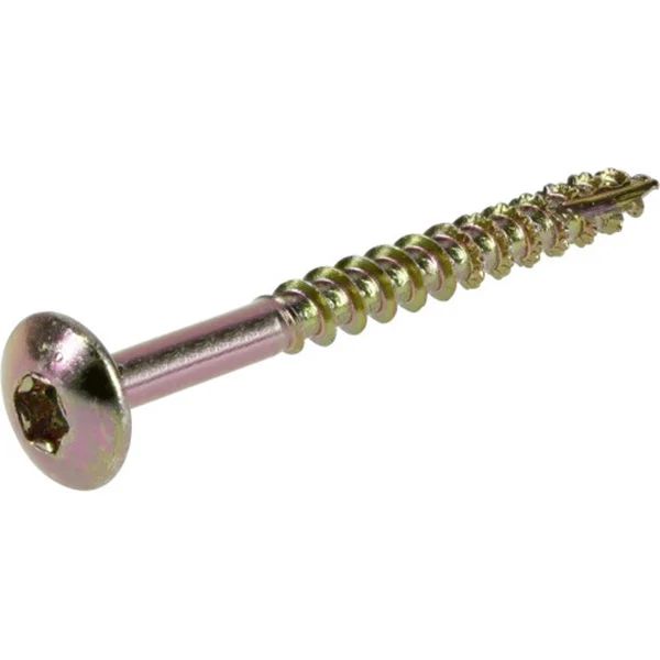 48647 Cabinet Screw, #8 Thread, 1-3/4 in L, Truss Head, Star Drive, Sharp Point, Gold, 144 PK, Steel