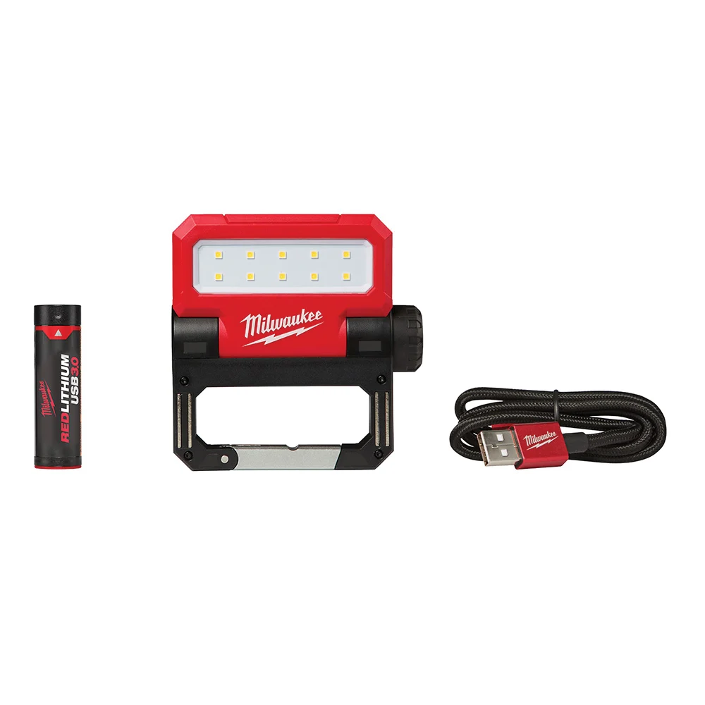 ROVER 2114-21 Flood Light, 5 V, LED Lamp, White Light, 550 Lumens, Aluminum Fixture, Black/Red