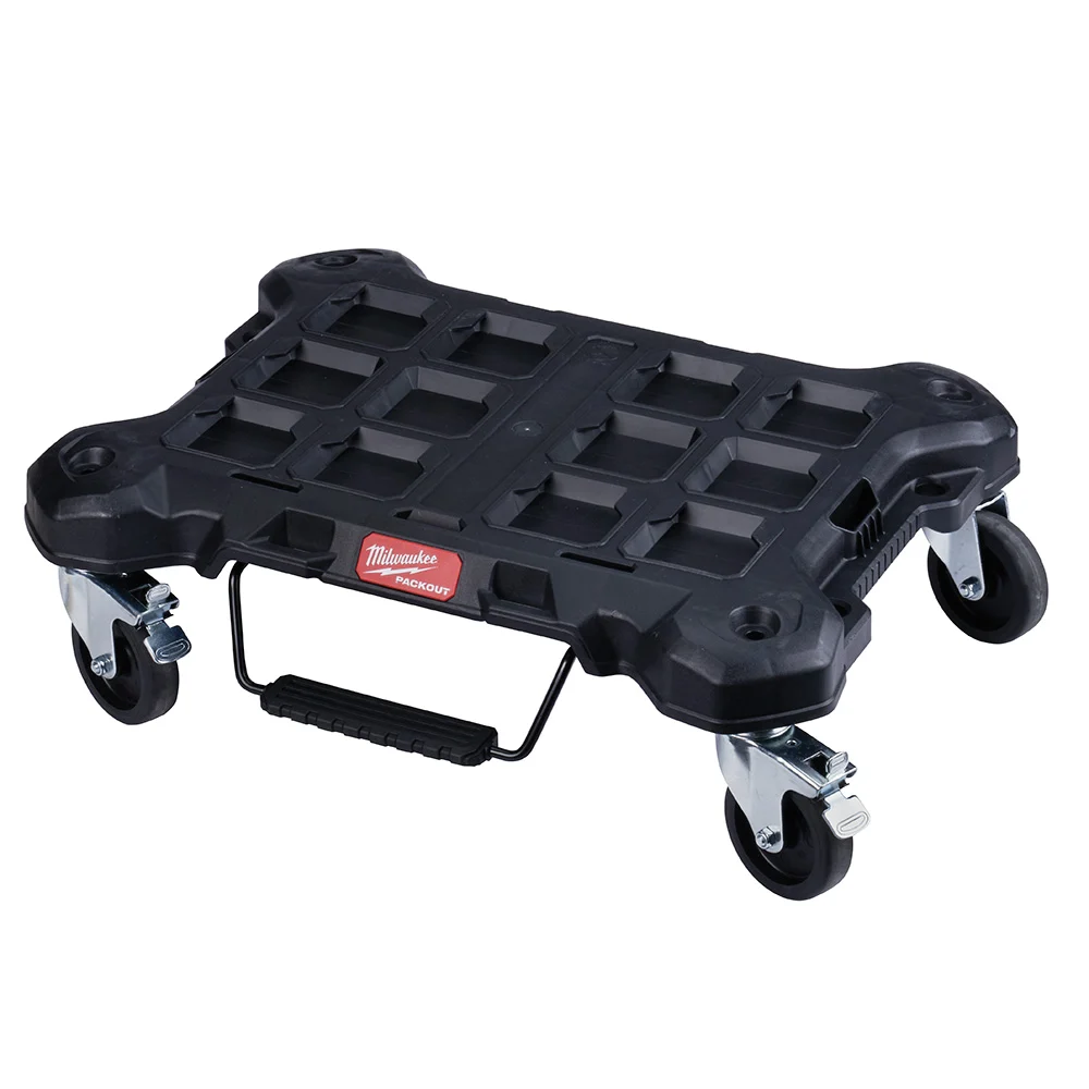 PACKOUT 48-22-8410 Dolly, 250 lb, 4-Wheel, Polymer, Black/Red, 24.4 in OAL, 18.8 in OAW, 7.6 in OAH