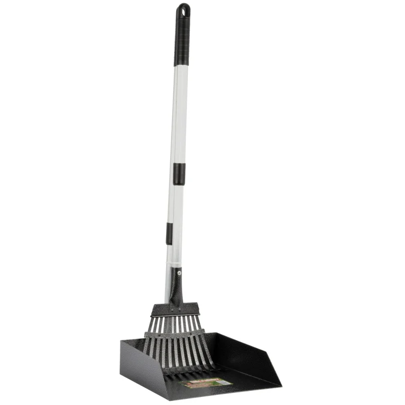7066215 Poop Scoop, Steel Blade, Telescoping Handle, Black/White - Petmate