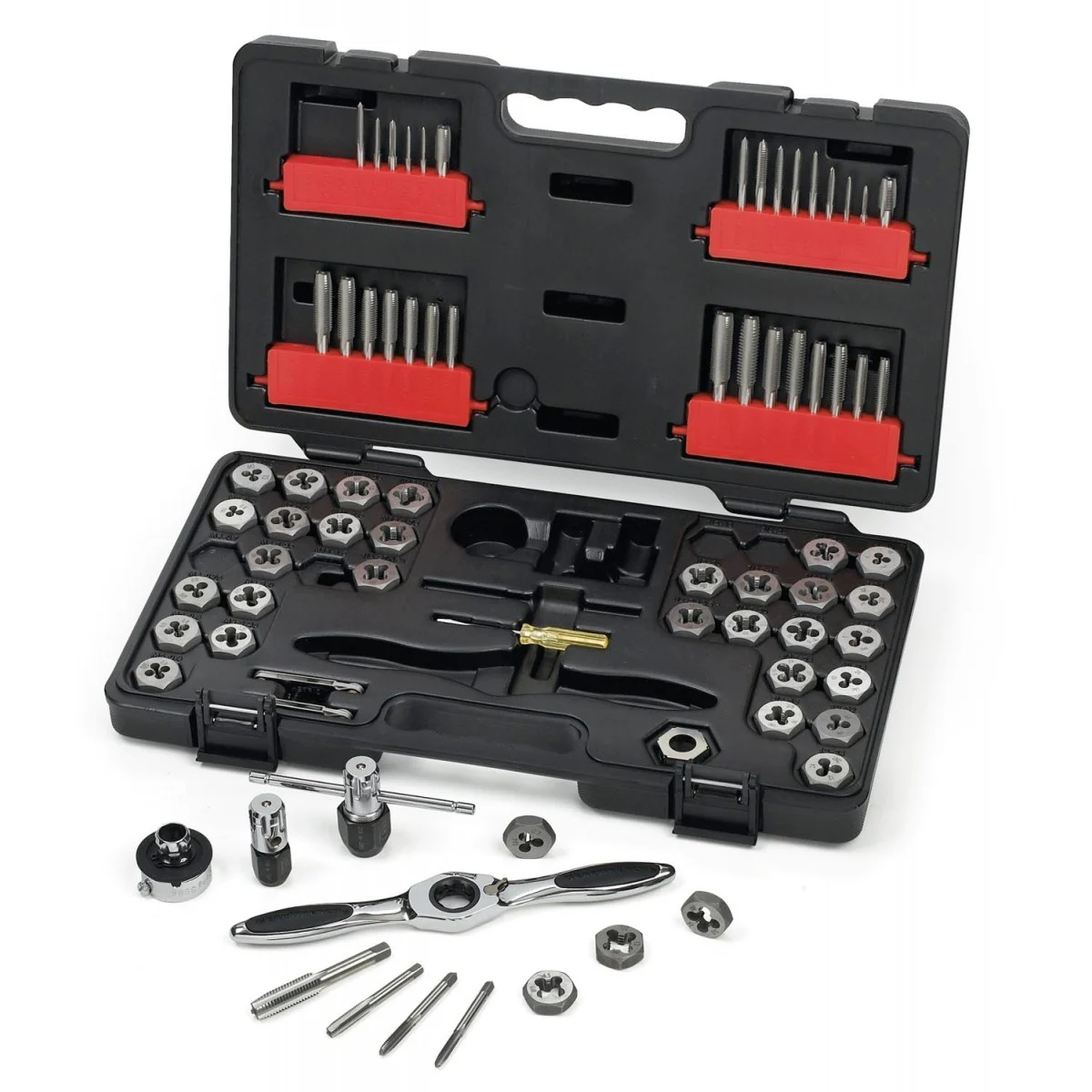 3887 Ratcheting Tap and Die Set, 75-Piece, Silver, Specifications: SAE/Metric Measurements