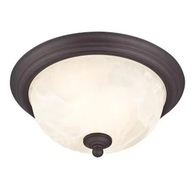 62309 Flush Mount Fixture, 2-Lamp, Steel Fixture, Oil Rubbed Bronze Fixture
