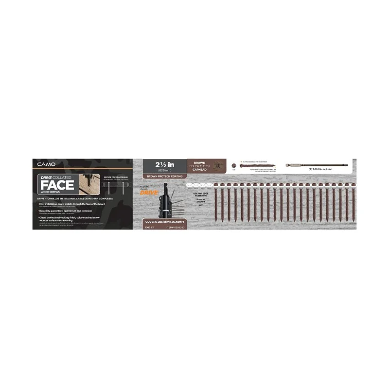 0395050 Deck Screw, Brown, #10 Thread, 2-1/2 in L, Flat Head, T20 Drive, Steel, 1000/PK
