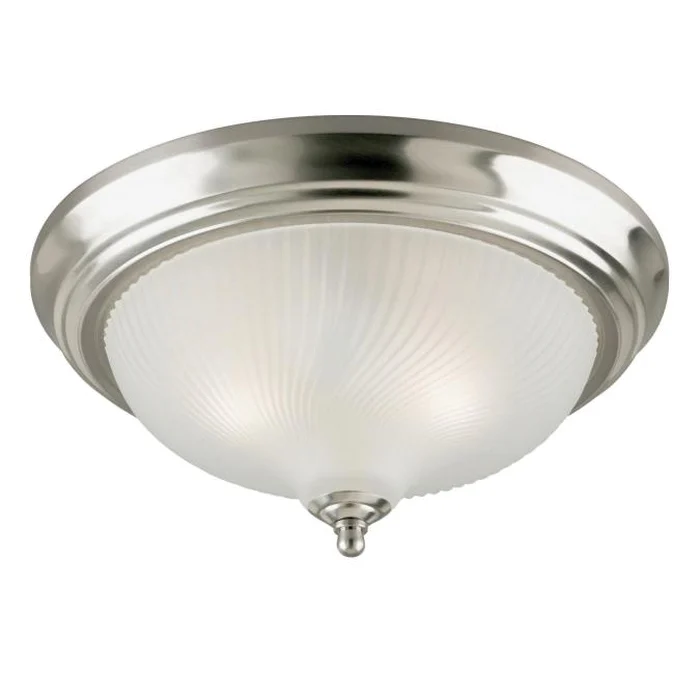 6430500 Flush Mount Ceiling Fixture, Brushed Nickel Fixture, Frosted Swirl Shade, 2-Lamp
