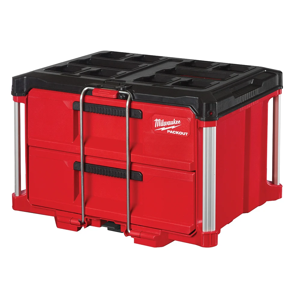 PACKOUT 48-22-8442 Tool Box, 50 lb, Black/Red, Polypropylene, 22.2 in L x 16.3 in W x 14.3 in H Outside