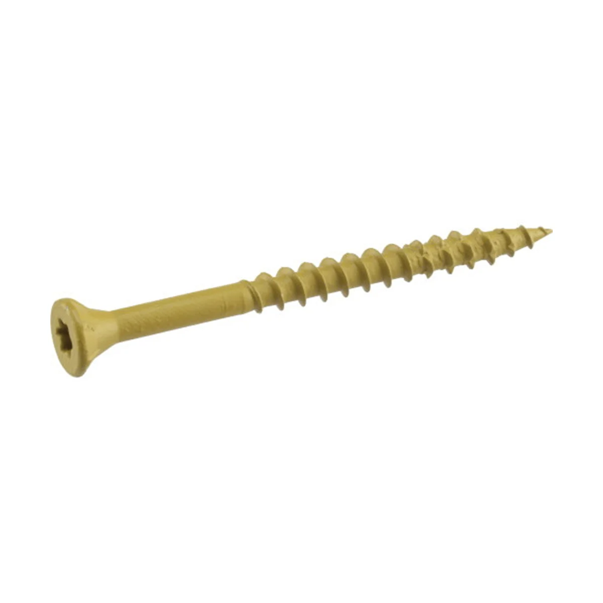 49323 Deck Screw, #8 Thread, 1-5/8 in L, T25 Drive Size, Steel, Coarse Thread, Flat Head, Star Drive, Self-Drilling Point, 1700/PK, Tan