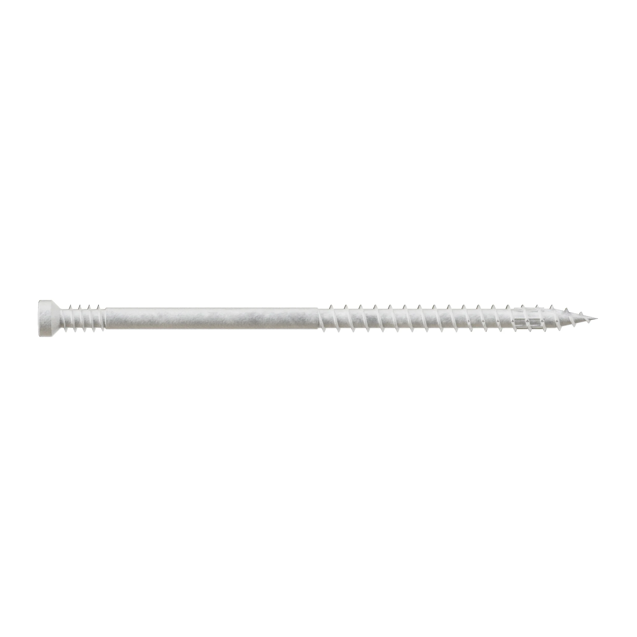 FT07300R100W Screw, #7 Thread, 3 in L, Serrated Thread, Trim Head, 6-Lobe Drive, Saw Tooth Point