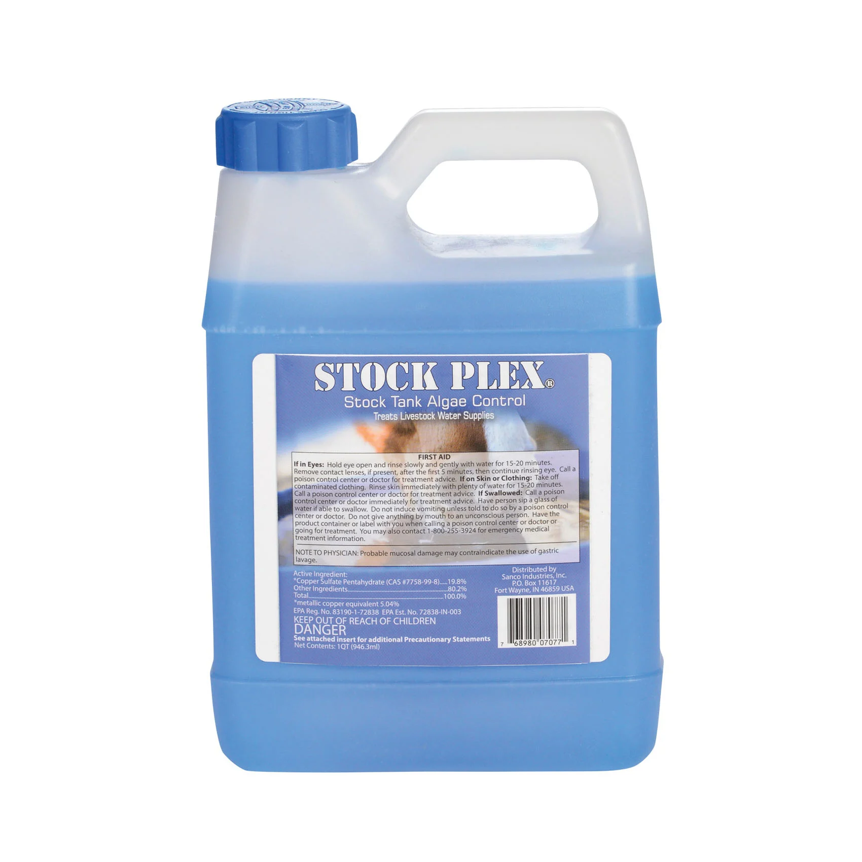 Stock Plex 07077 Stock Tank Algae Control, Liquid, 1 qt - Sanco