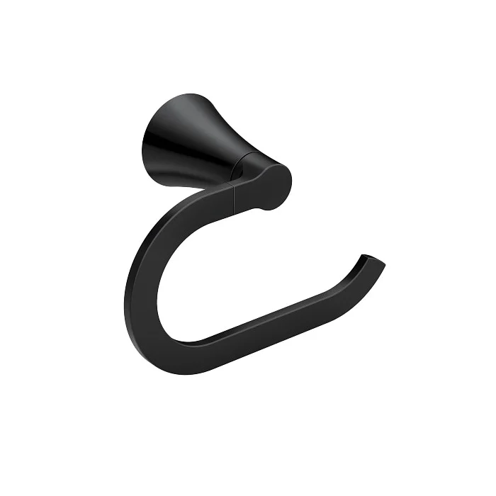 Mikah Series Y0786BL Towel Ring, Zinc, Matte Black, Wall Mounting - Moen