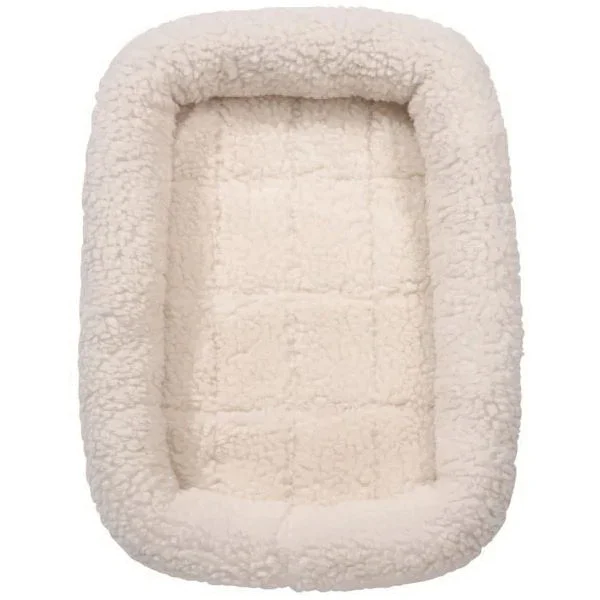 ZW250 36 Comfortable Dog Bed, 35-3/4 in L, 22-3/4 in W, Sherpa, Natural, Machine Washable, M to L Pet Size