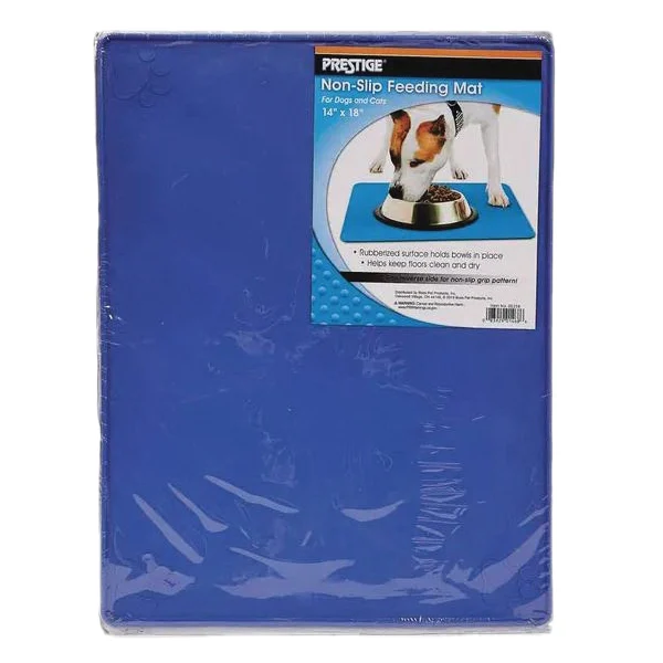 A00258 Non-Slip Pet Feeding Mat, 18 in L, 14 in W, Rubber, Blue, All-Sizes
