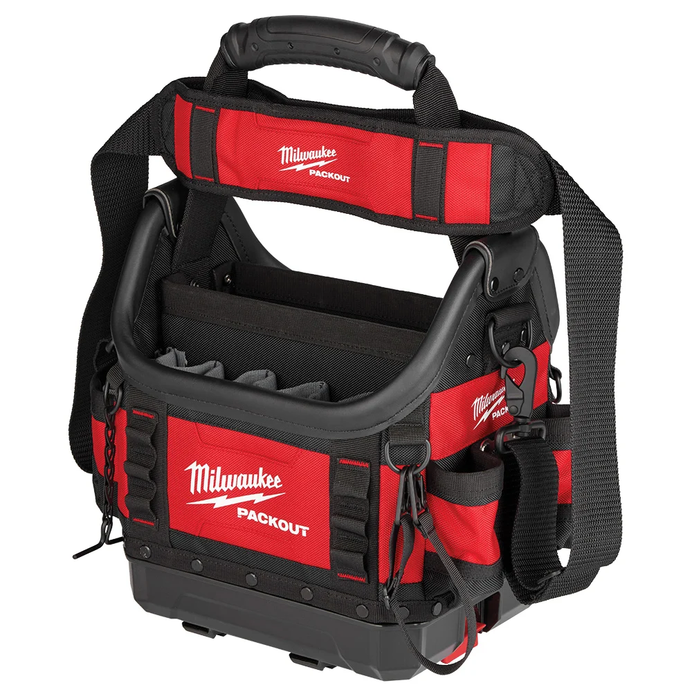 PACKOUT 48-22-8311 Structured Tote, 9-3/4 in W, 15 in D, 19 in H, 35 -Pocket, Polyester, Red