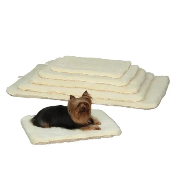 ZA427 23 55 Dog Mat, 23-3/4 in L, 16-3/4 in W, Acrylic/Polyester Sherpa Cover, Natural, S Pet Size