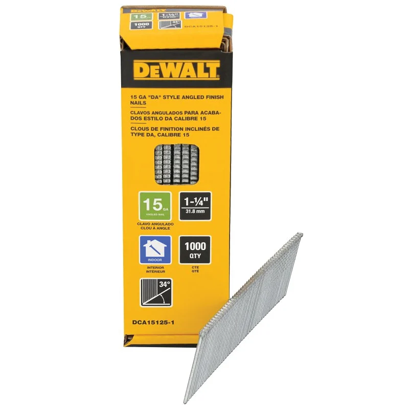 DCA15125-1 Finishing Nail, 1-1/4 in L, Steel, Galvanized, Round Head, 1000 PK