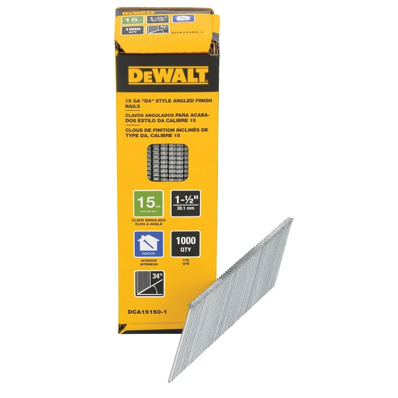 DCA15150-1 Finishing Nail, 1-1/2 in L, Steel, Galvanized, Round Head, 1000 PK